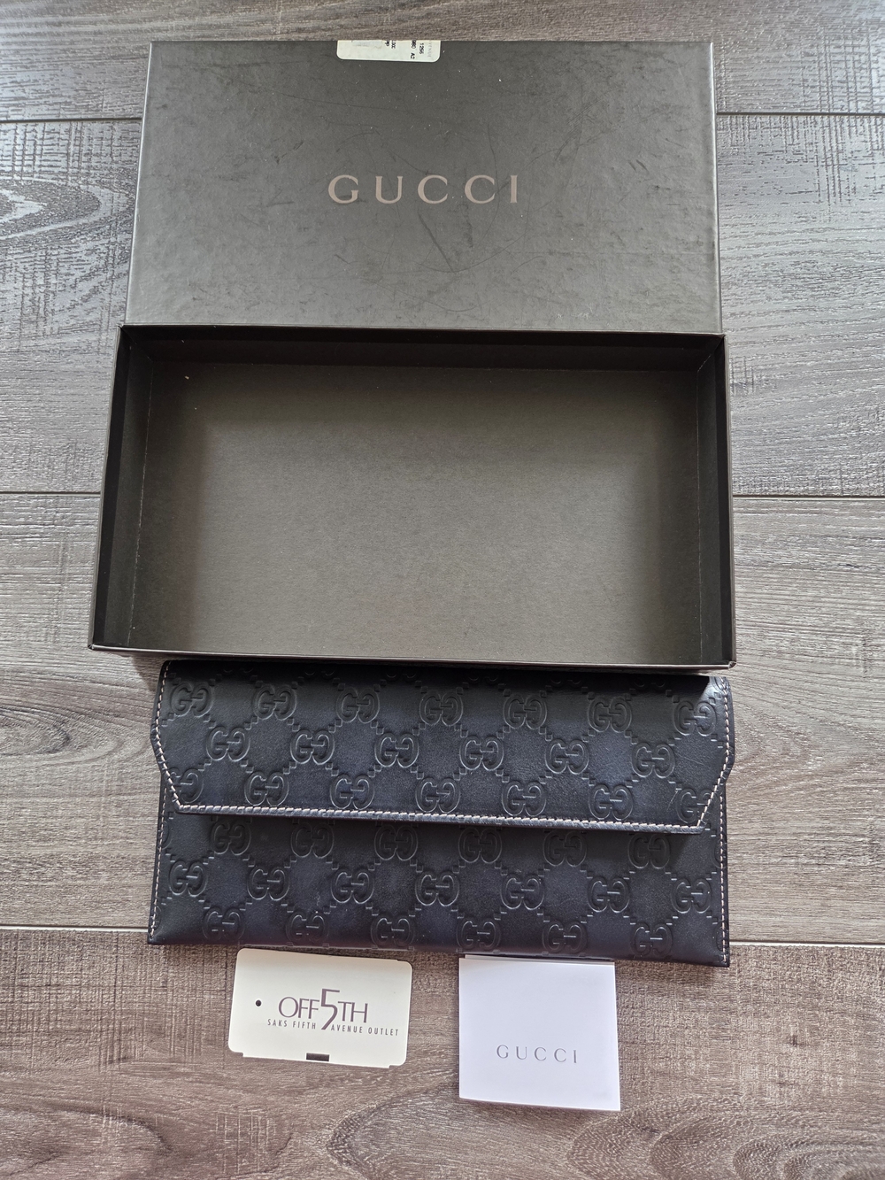 Gucci Black GG Embossed‎ Leather Clutch